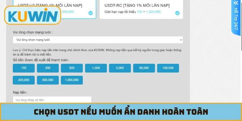 Chọn USDT nếu muốn ẩn danh hoàn toàn